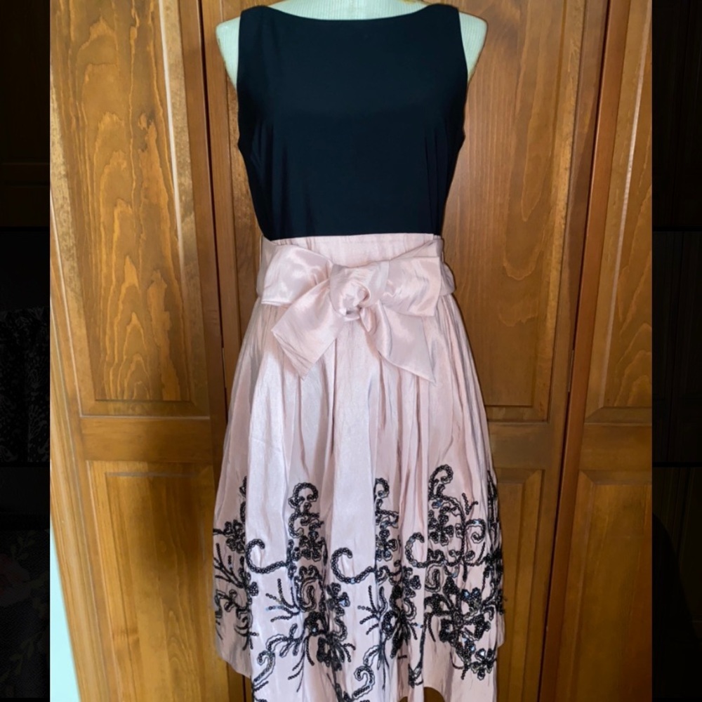 Pale Pink Satin Bow Sash Dress